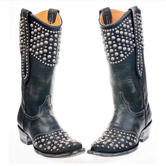 Old Gringo Black Leather Leigh Anne 13” Boots with Silver Studs - Picture 2 of 7